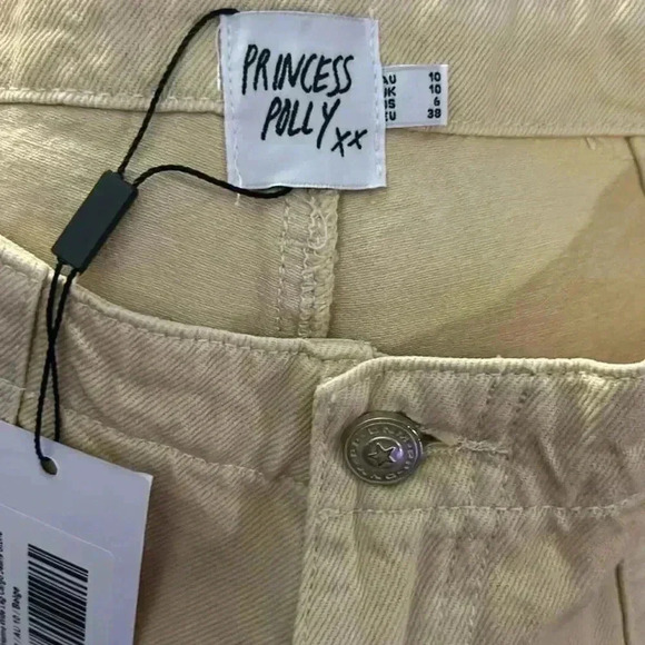 Princessโ Polly Cream Denim Wide Leg Cargo Pants, NWT, Size 6 - Picture 12 of 12